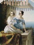 unknow artist Grand princesses Mariya Nikolayevna and Olga Nikolayevna Sweden oil painting artist